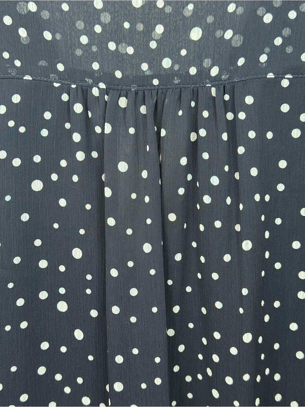Tommy Hilfiger Navy and White Polka Dot V-Neck Blouse, with ties, size Large - Picture 8 of 8